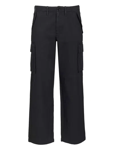 Burberry Men Cargo Trousers Crafted From Cotton Twill In Black