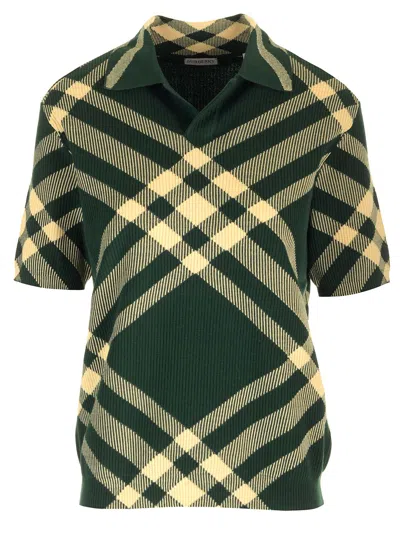 Burberry Vintage Check Ribbed Knit In Verde