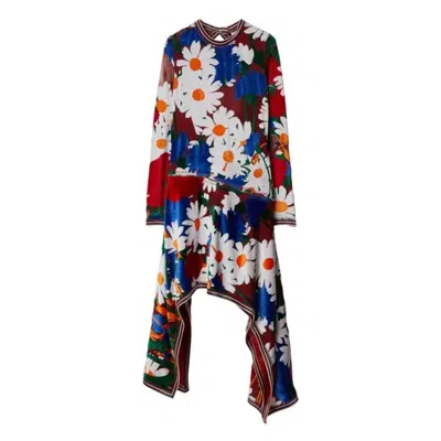 Burberry Daisy Garden Print Velvet Dress In Multi