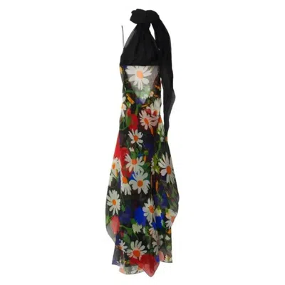 Burberry Daisy Garden Silk Blend Dress In Multi