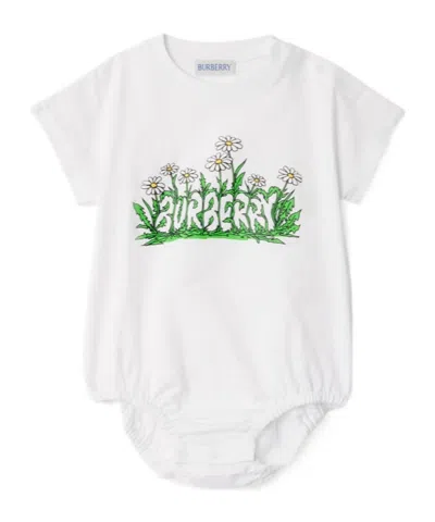 Burberry Daisy Logo Cotton Bodysuit In White