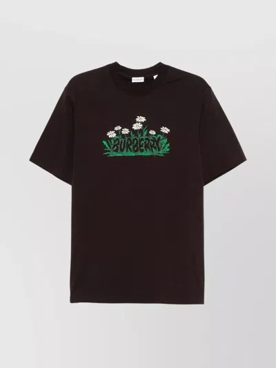 Burberry Daisy Logo Cotton T-shirt In Brown