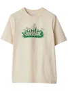 Burberry Soft Cotton T-shirt With Vibrant Floral Graphic In Neutrals