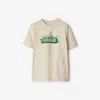 Burberry Soft Cotton T-shirt With Vibrant Floral Graphic In Teacup