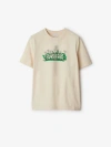 Burberry Soft Cotton T-shirt With Vibrant Floral Graphic In Teacup