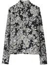 Burberry Daisy-print Silk Shirt In Black