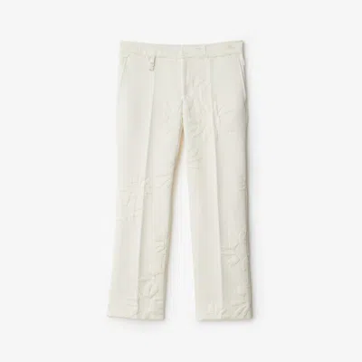 Burberry Daisy Silk Blend Tailored Trousers In Natural White