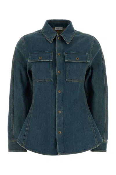Burberry Dakota Long Sleeve Shirt Point Collar In Blue