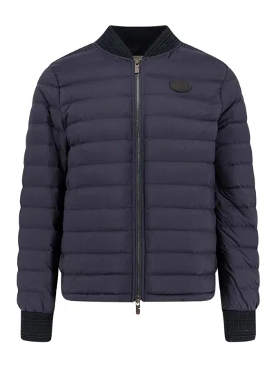 Burberry Dalham Down Jacket With Patch Ekd In Blue