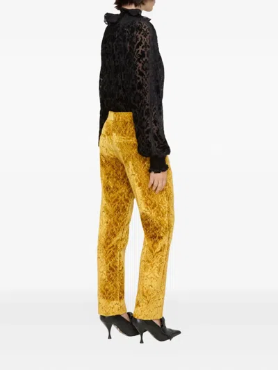 BURBERRY DAMASK-PATTERN VELVET TROUSERS