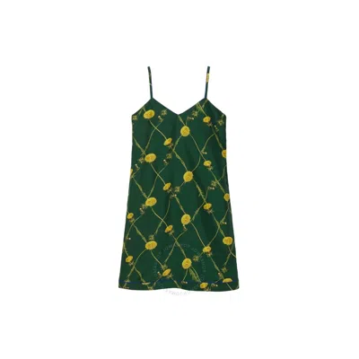 Burberry Dandelion Print Silk Dress In Ivy