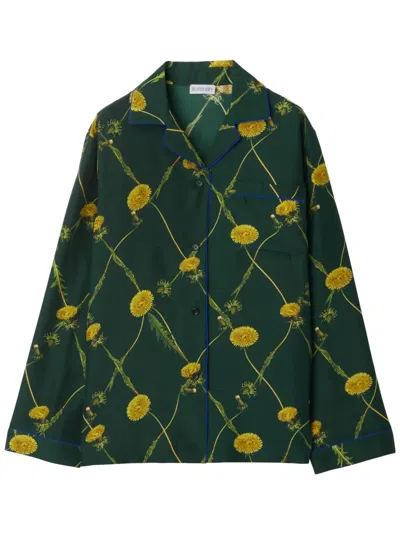 BURBERRY DANDELION-PRINT SILK PYJAMA SHIRT