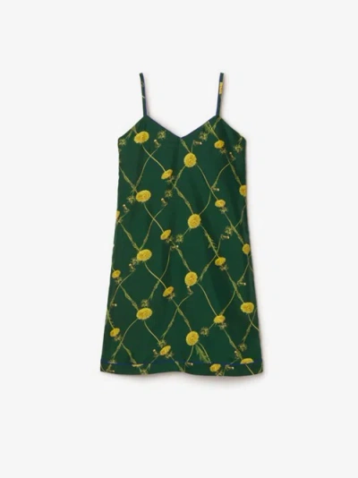 Burberry Dandelion Print Silk Dress In Ivy