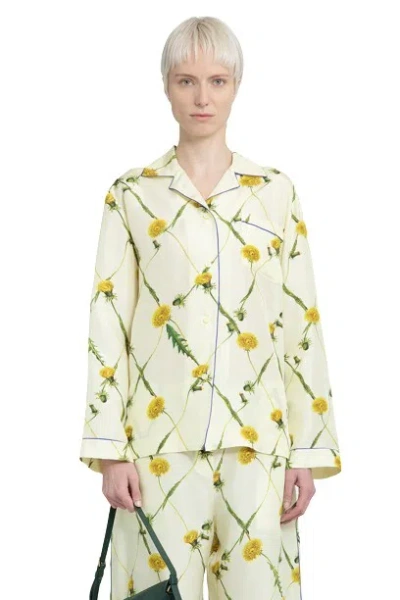 Burberry Dandelion Lattice Print Silk Pyjama Shirt In Multicolor