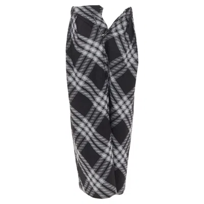 Pre-owned Burberry Daniel Lee Grey House Check Wool Wide Leg Parachute Pants It34 Xxs In Gray