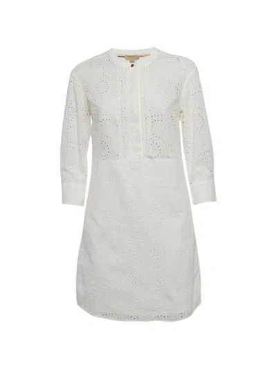 Pre-owned Burberry Daniela Long-sleeve Mini Dress In White