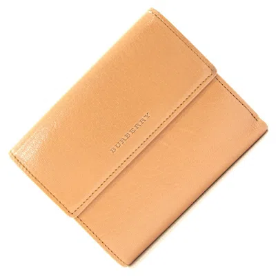 Pre-owned Burberry Dark Beige Orange Leather Wallet (bi-fold) ()