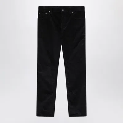 Burberry Cotton Corduroy Trousers Featuring Belt Loops In Black