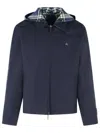 Burberry Blue Reversible Cotton Jacket With Check Pattern In Blue