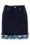 Burberry Heavyweight Denim Ekd Patch Mini Skirt