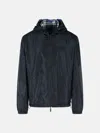 Burberry Dark Blue Polyester Reversible Jacket In Blue