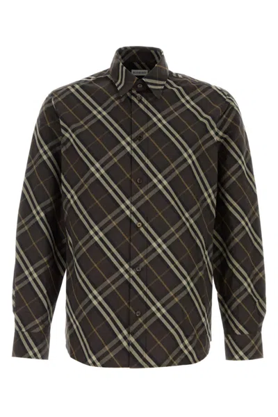 BURBERRY DARK BROWN CHECK PRINT SHIRT