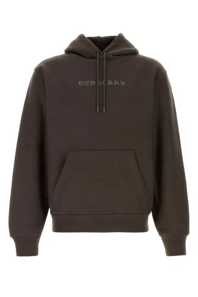 BURBERRY DARK BROWN COTTON BLEND SWEATSHIRT