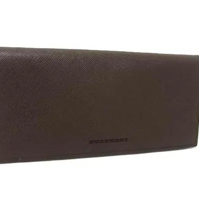 Pre-owned Burberry Dark Brown Leather Long Wallet (bi-fold) ()