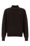 Burberry Equestrian Knight Embroidery Long-sleeve Polo Shirt In Brown