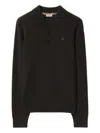 Burberry Equestrian Knight Embroidery Long-sleeve Polo Shirt In Brown