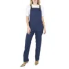 BURBERRY BURBERRY DARK CANVAS BLUE LEATHER-TRIM DENIM DUNGAREES