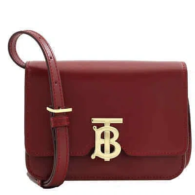 Pre-owned Burberry Dark Carmine Mini Tb Leather Crossbody 8041028 In Red