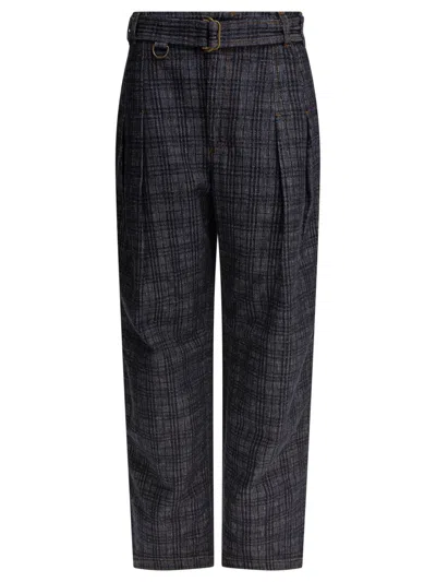 BURBERRY BURBERRY DARK CHECKERED RELAXED-FIT BLUE DENIM JEANS