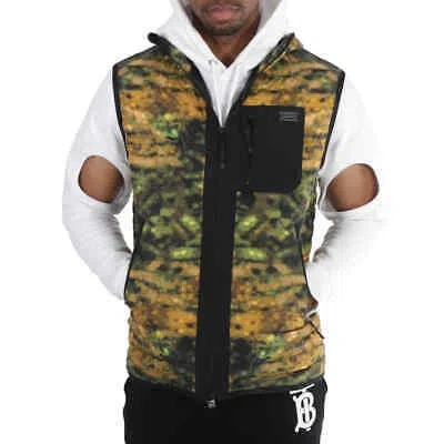 Pre-owned Burberry Dark Fern Green Camouflage Print Puffer Gilet