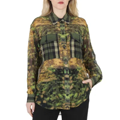 Burberry Dark Fern Green Ferne Check Camouflage Shirt
