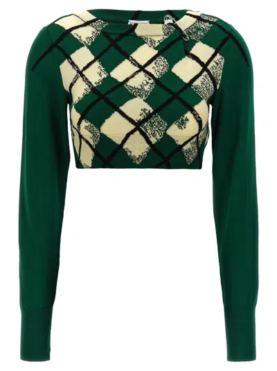 BURBERRY DARK GREEN ARGYLE PATTERN SWEATER