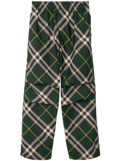 BURBERRY DARK GREEN CHECK PATTERN PANT