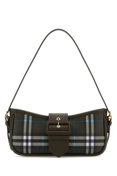 BURBERRY DARK GREEN CHECK SHOULDER BAG