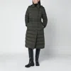 Burberry Dark Green Double-breasted Padded Coat With Belt In Green