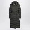 Burberry Dark Green Double-breasted Padded Coat With Belt In Black