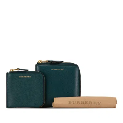 Pre-owned Burberry Dark Green Leather Wallet (bi-fold) ()