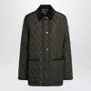 Burberry Quilted Jacket Corduroy Collar Casual In Black