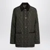 Burberry Quilted Jacket Corduroy Collar Casual In Green
