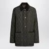 Burberry Quilted Jacket Corduroy Collar Casual In Green