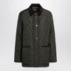 Burberry Quilted Jacket Corduroy Collar Casual In Black