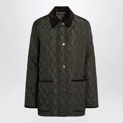 Burberry Quilted Country Jacket Corduroy Collar In Green