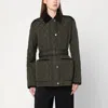 Burberry Quilted Nylon Jacket With Belt In Green