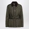 Burberry Belted Waist Quilted Nylon Jacket In Green