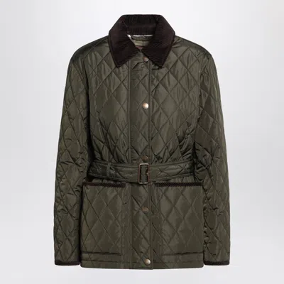 Burberry Belted Waist Quilted Nylon Jacket In Brown