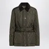 Burberry Belted Waist Quilted Nylon Jacket In Green